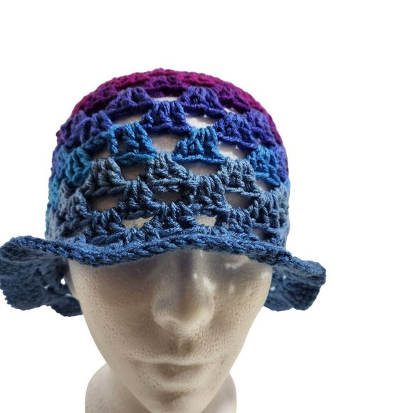 Bucket Hat multicolor granny handknit bright colorful rainbow - Picture 2 of 9